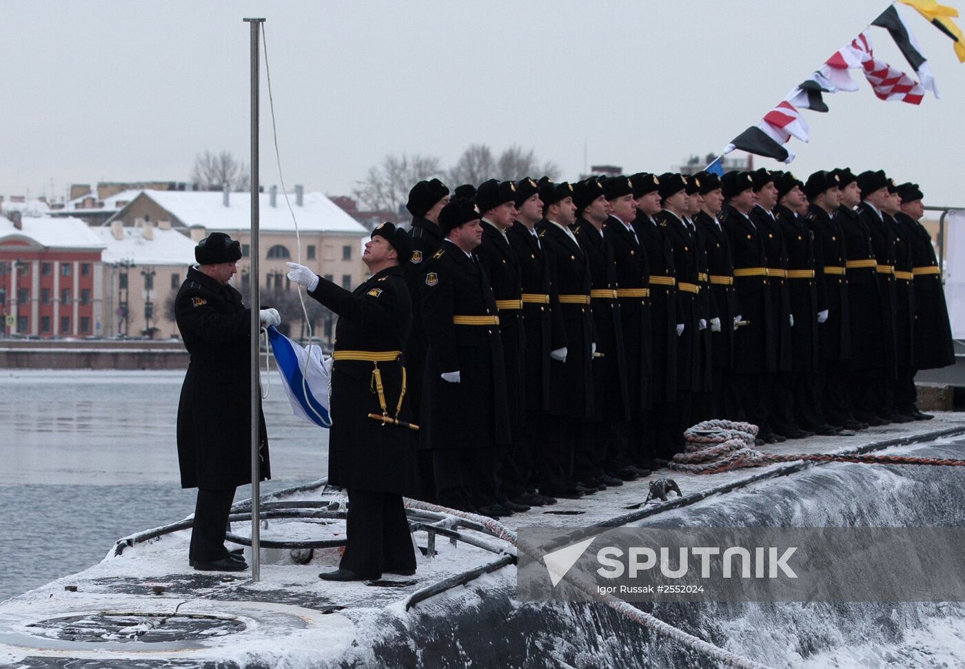 Raising the Navy flag ceremony on board the Rostov-on-Don submarine