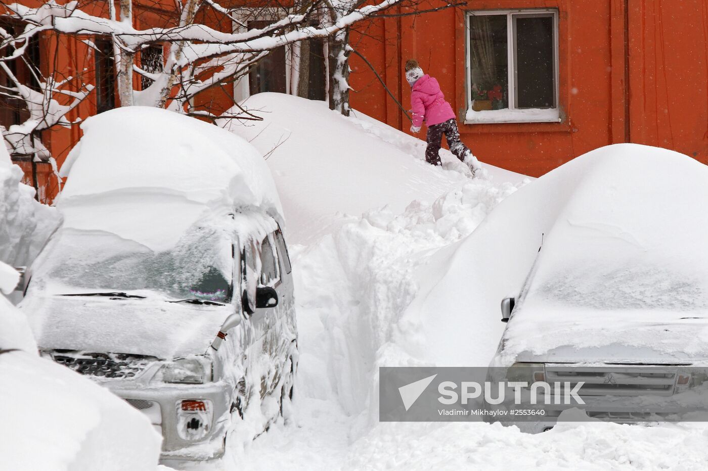 Heavy snowfall in Sakhalin