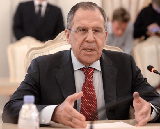 Russian Foreign Minister Sergei Lavrov meets with his Latvian counterpart Edgars Rinkēvičs