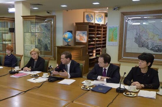 Russian Prime Minister Dmitry Medvedev meets with Russian library personnel