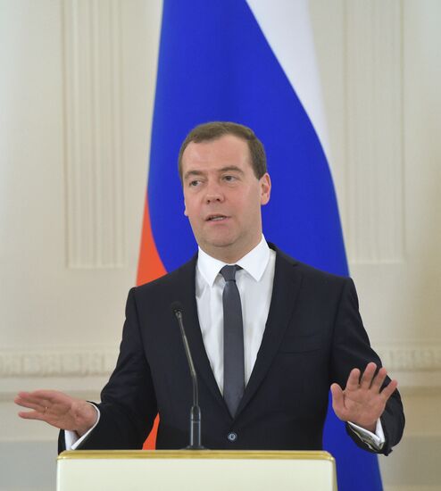 Prime Minister Dmitry Medvedev gives mass media awards for 2014