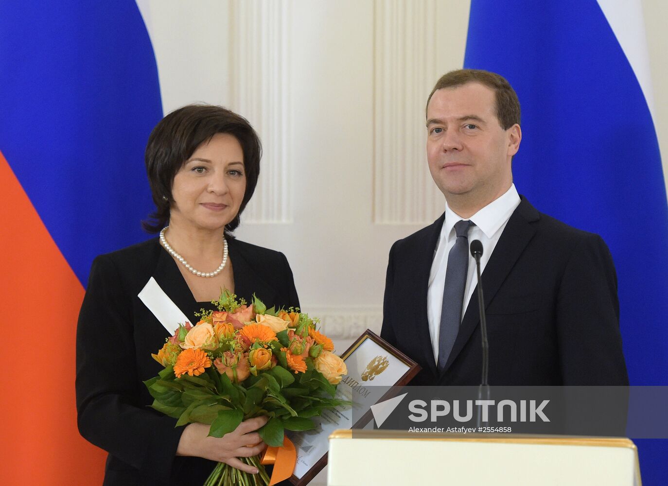 Prime Minister Dmitry Medvedev gives mass media awards for 2014