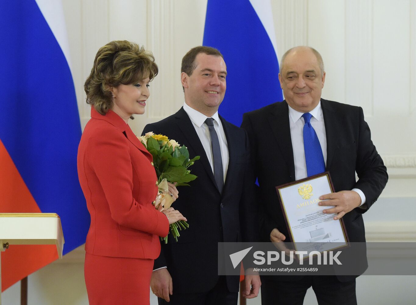 Prime Minister Dmitry Medvedev gives mass media awards for 2014