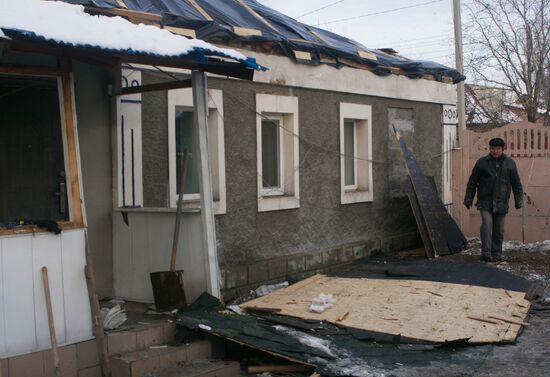 Aftermath of bombardment in Donetsk