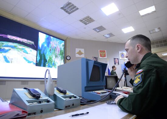 Combat duty officers at the command center of the Don-2-N radar
