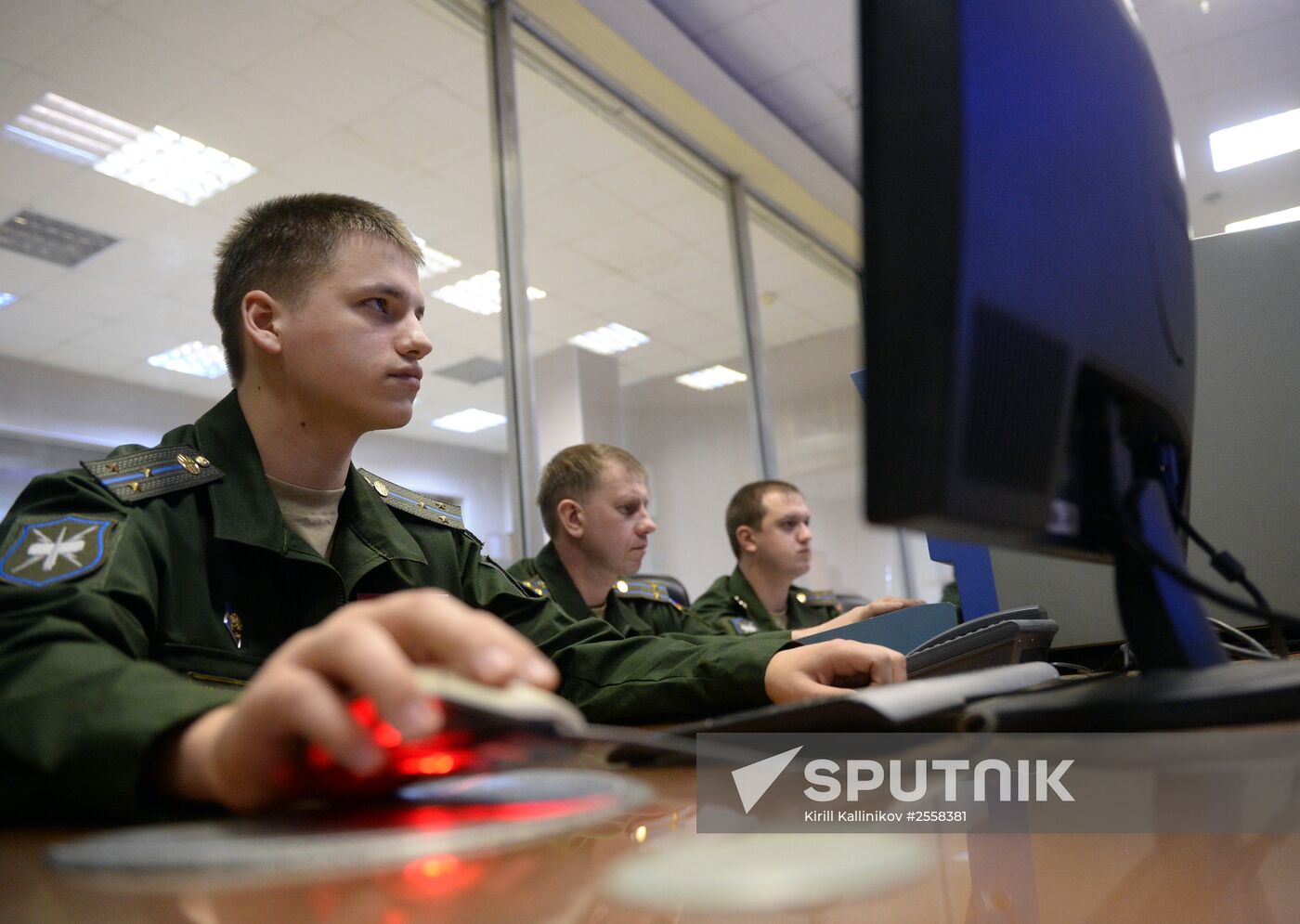 Combat duty officers at the command center of the Don-2-N radar