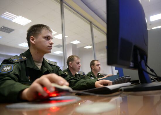 Combat duty officers at the command center of the Don-2-N radar