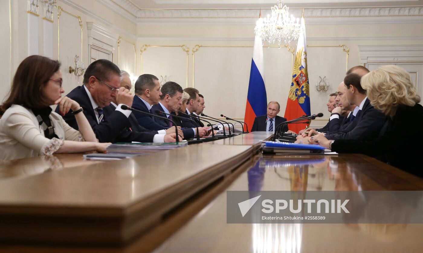 Russian President Vladimir Putin holds meeting with Government members