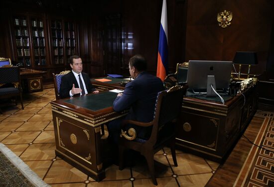Dmitry Medvedev meets with United Rocket and Space Corporation general director Igor Komarov