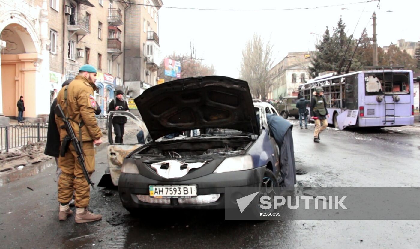 Shelling at Donetsk public-transit stop