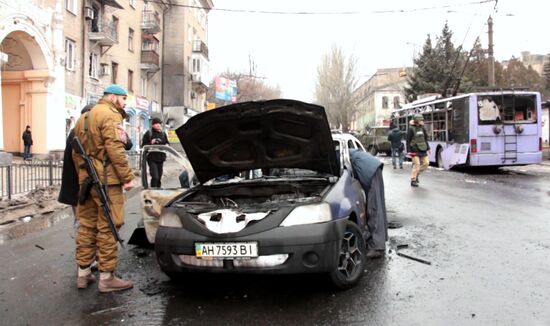 Shelling at Donetsk public-transit stop