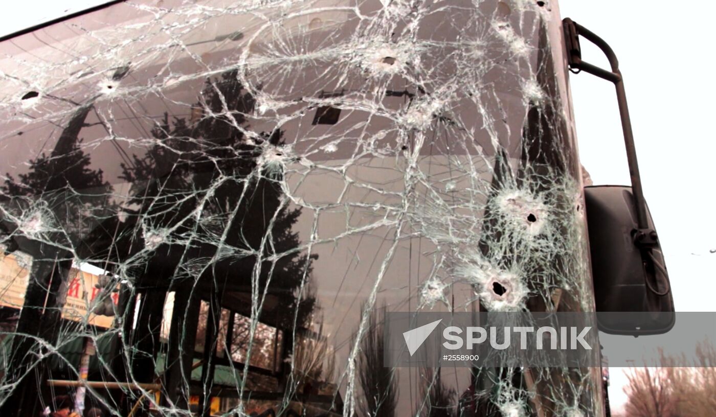 Shelling at Donetsk public-transit stop