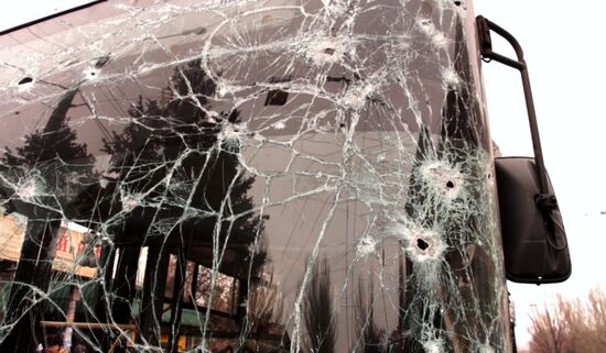 Shelling at Donetsk public-transit stop