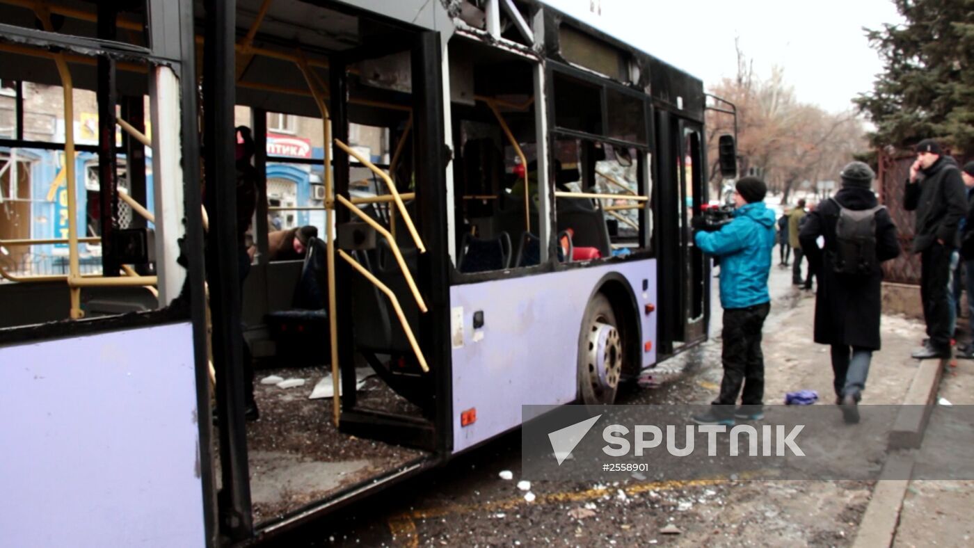 Shelling at Donetsk public-transit stop