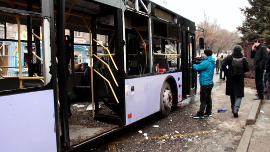 Shelling at Donetsk public-transit stop