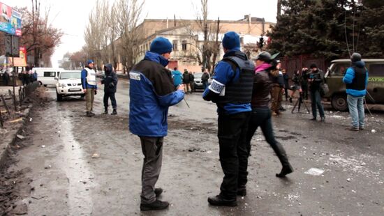 Shelling at Donetsk public-transit stop