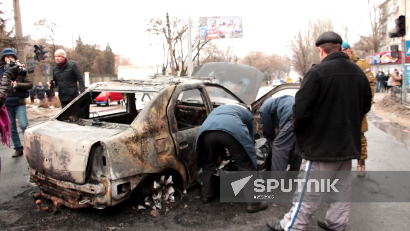 Shelling at Donetsk public-transit stop