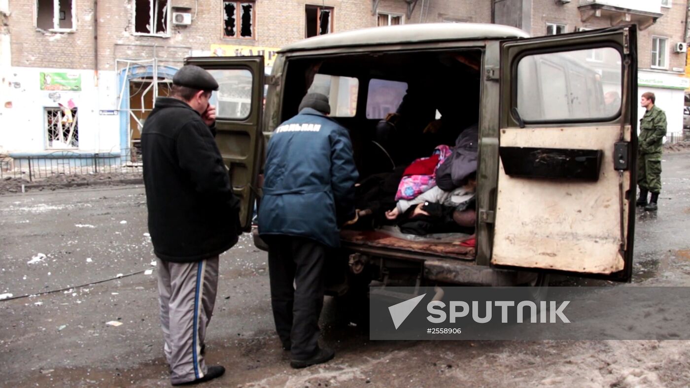 Shelling at Donetsk public-transit stop