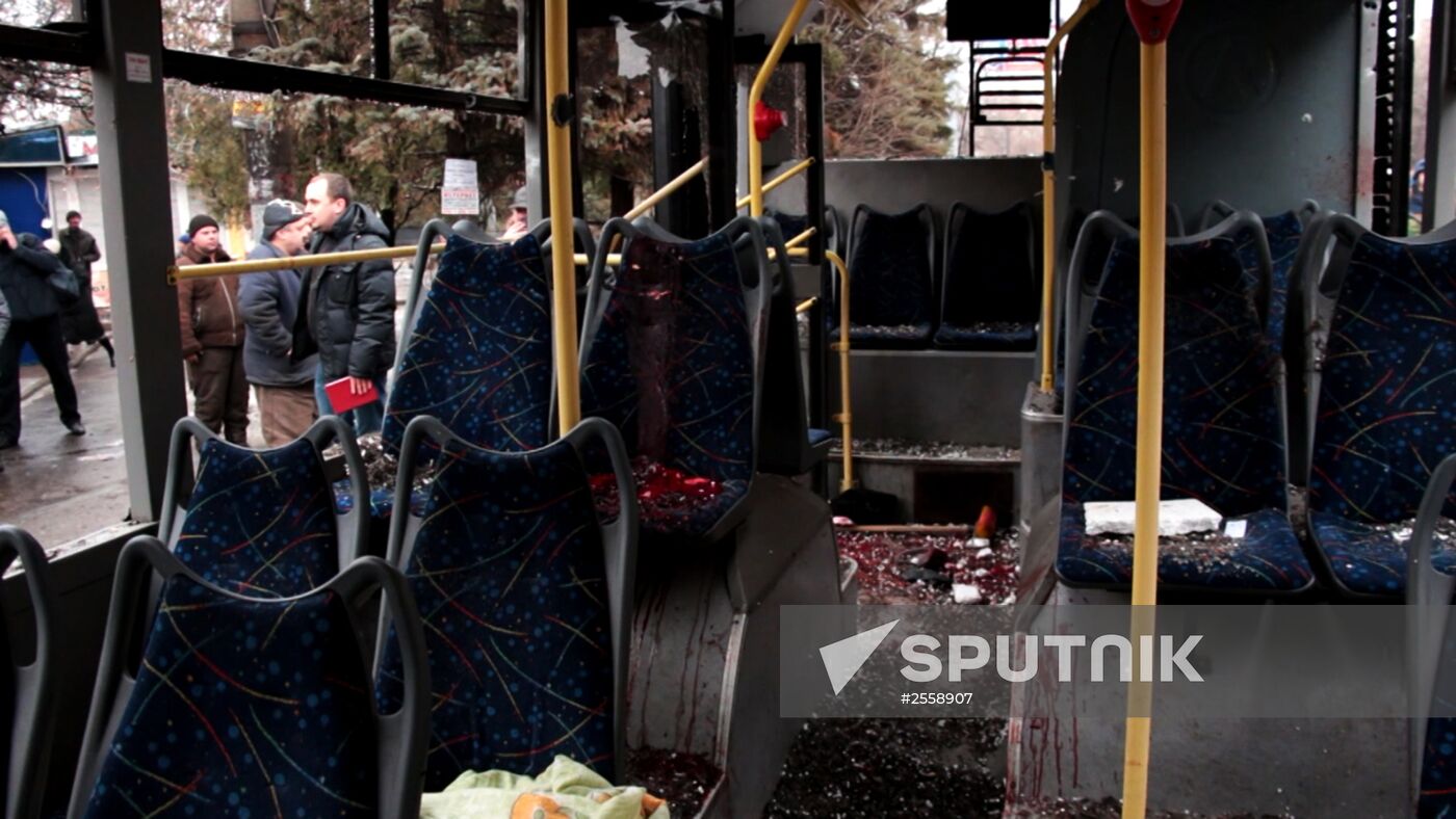 Shelling at Donetsk public-transit stop