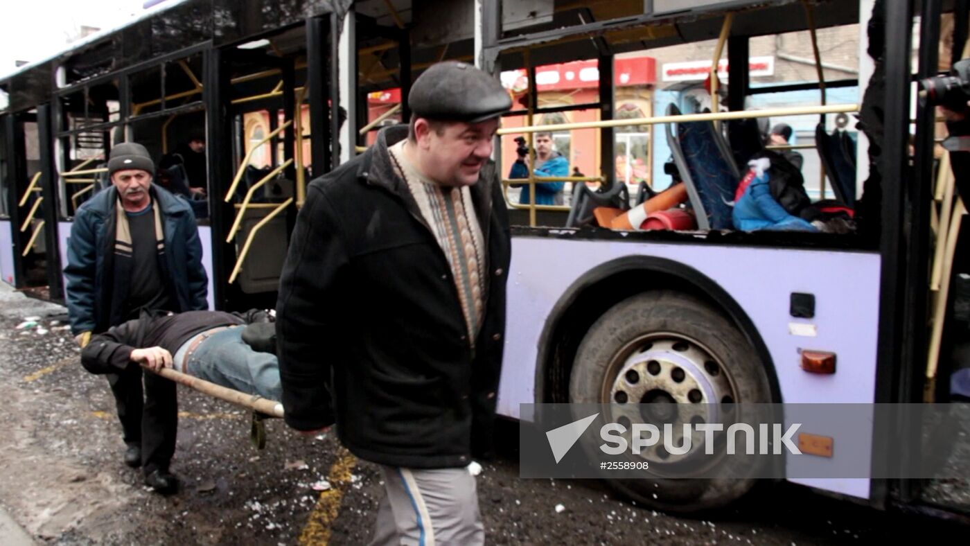 Shelling at Donetsk public-transit stop