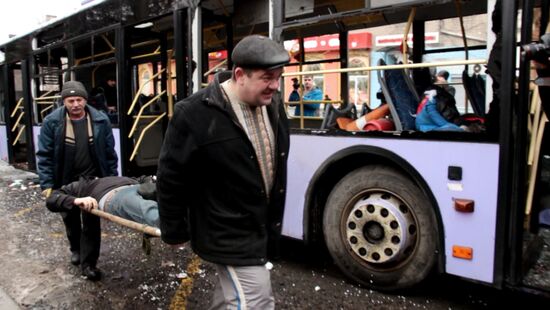 Shelling at Donetsk public-transit stop