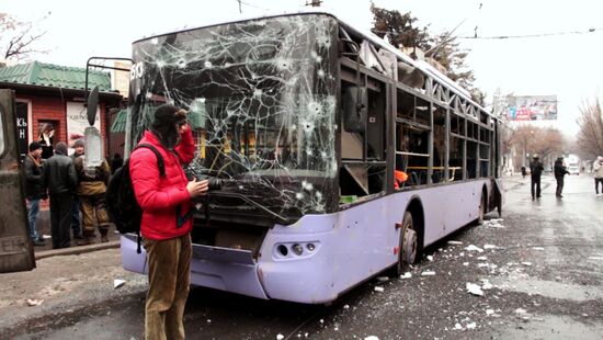Shelling at Donetsk public-transit stop