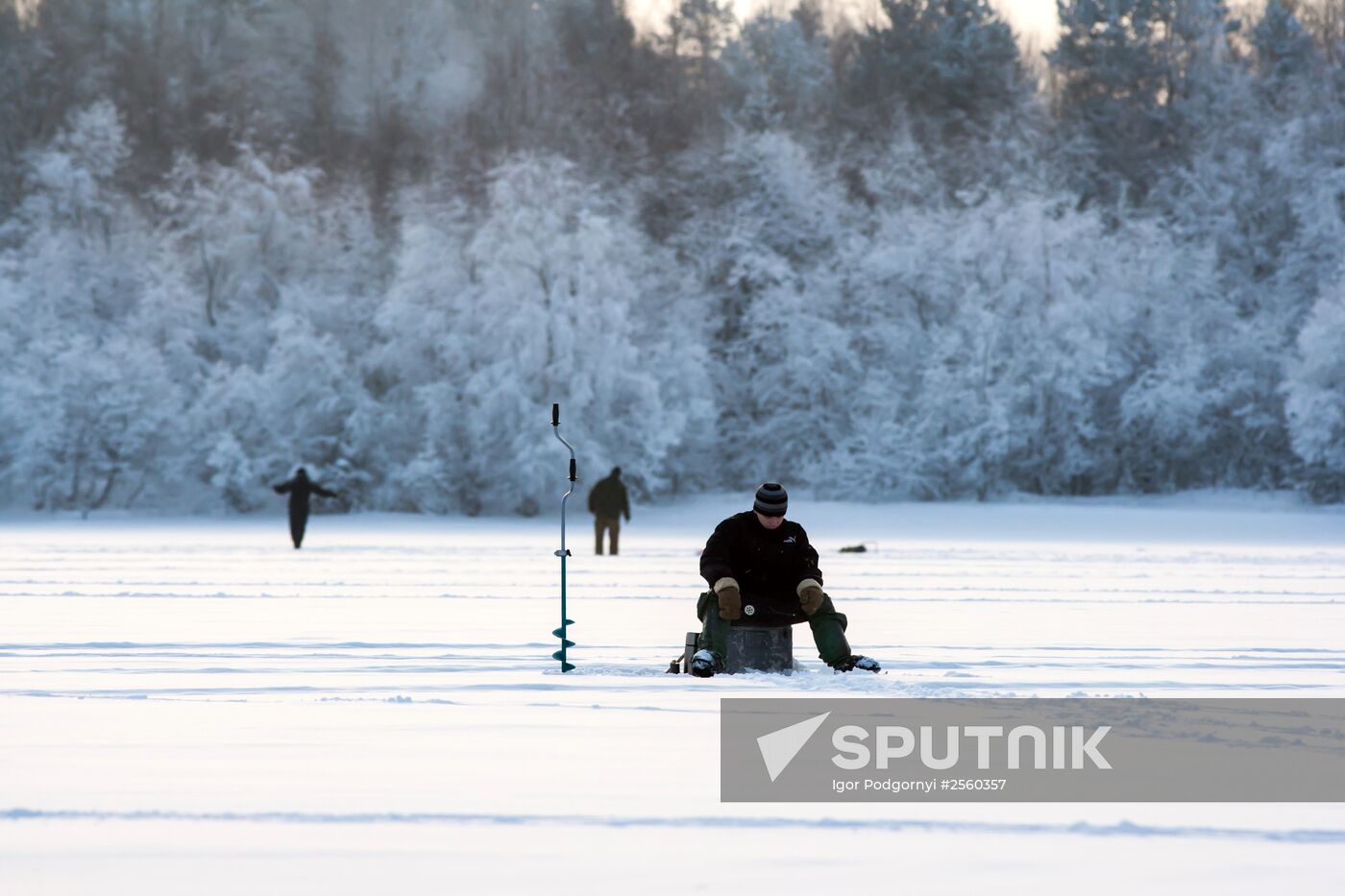 Winter fishing on Lake Onega