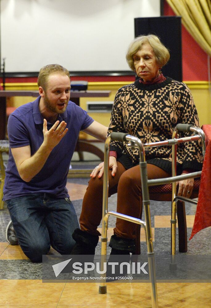 Rehearsal of Krzysztof Zanussi's comedy "One Hell of a Family"