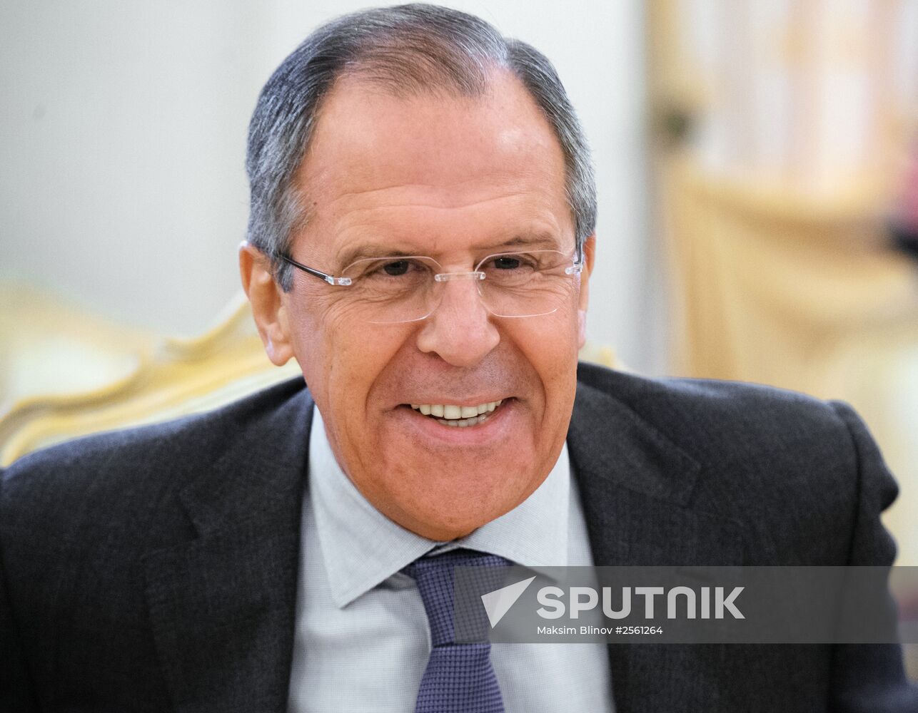 Russian Foreign Minister Sergei Lavrov meets with Avigdor Lieberman