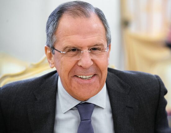Russian Foreign Minister Sergei Lavrov meets with Avigdor Lieberman