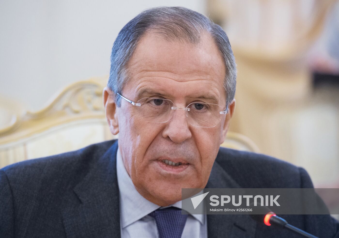 Russian Foreign Minister Sergei Lavrov meets with Avigdor Lieberman