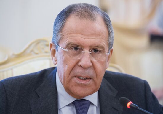 Russian Foreign Minister Sergei Lavrov meets with Avigdor Lieberman