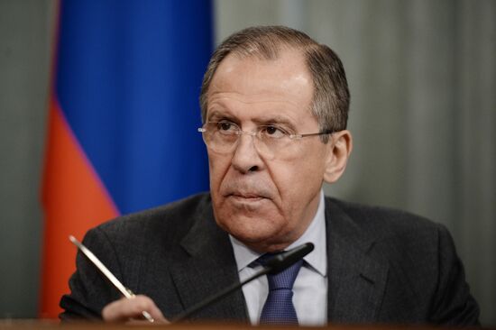 Russian Foreign Minister Sergei Lavrov meets with Avigdor Lieberman