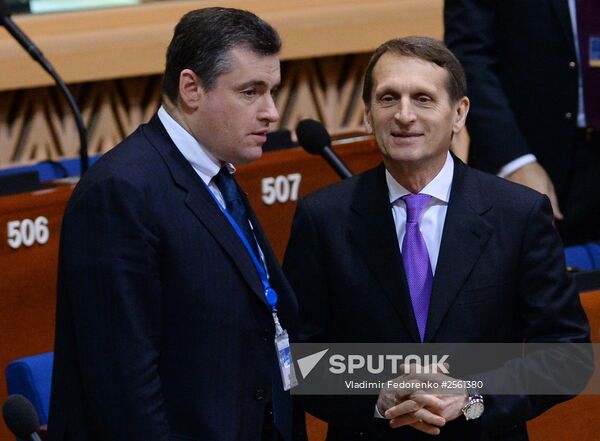State Duma Speaker Sergei Naryshkin during PACE session
