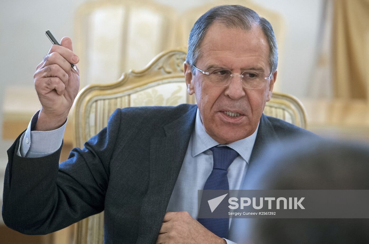 Russian Foreign Minister Sergei Lavrov meets with Avigdor Lieberman