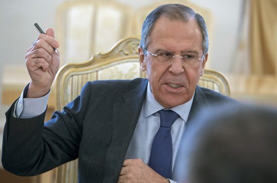 Russian Foreign Minister Sergei Lavrov meets with Avigdor Lieberman