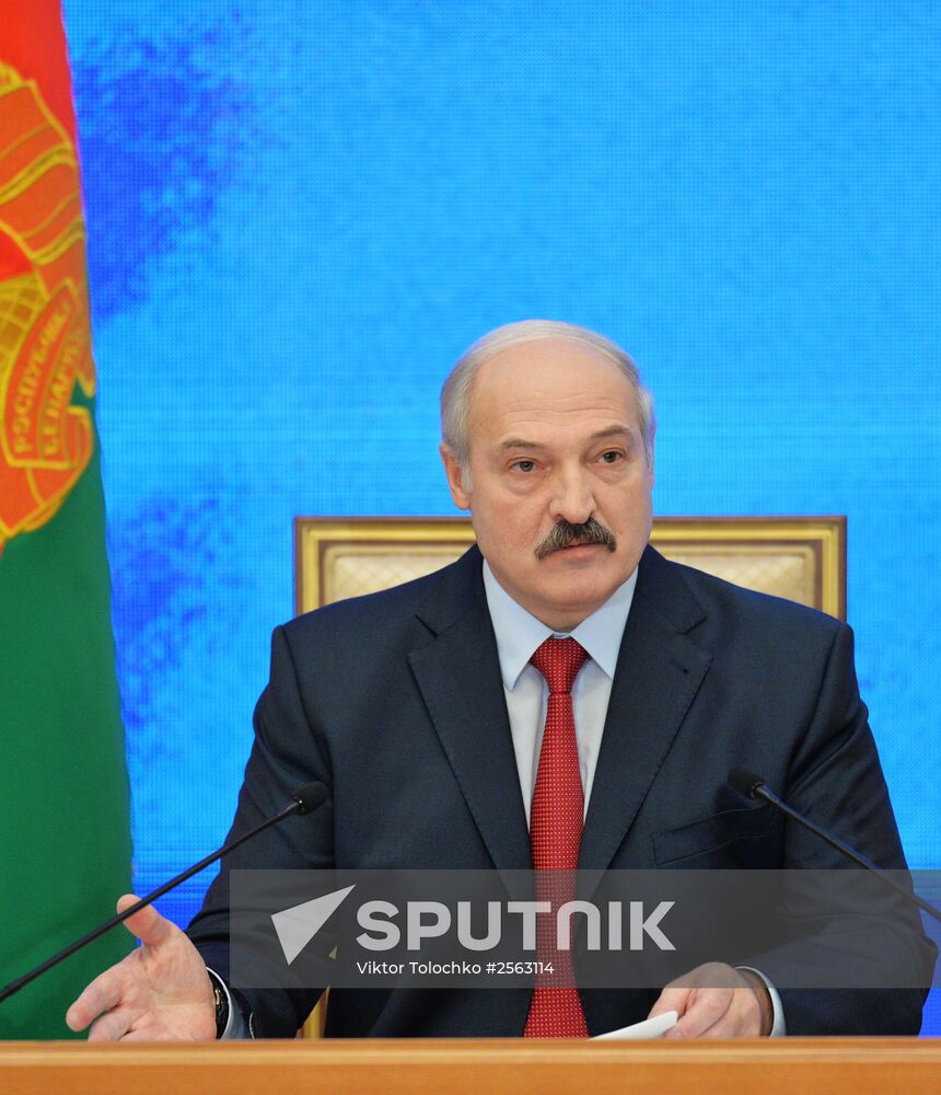 News conference of Belarusian President Alexander Lukashenko