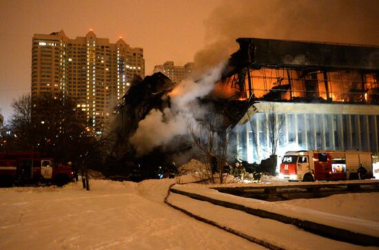 Fire in the library of the Institute of Social Sciences in Moscow