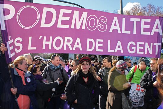 Mass left-wing opposition protest rally held in Madrid