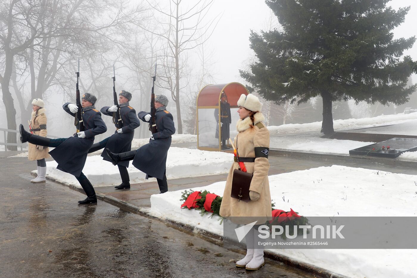 Ceremonial event at Mamayev Kurgan memorial complex