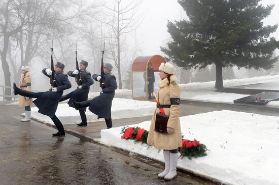 Ceremonial event at Mamayev Kurgan memorial complex