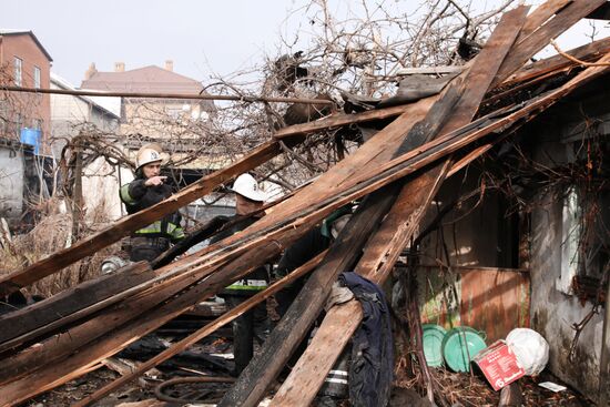 Consequences of artillery attack on Donetsk's Kuibyshevsky District