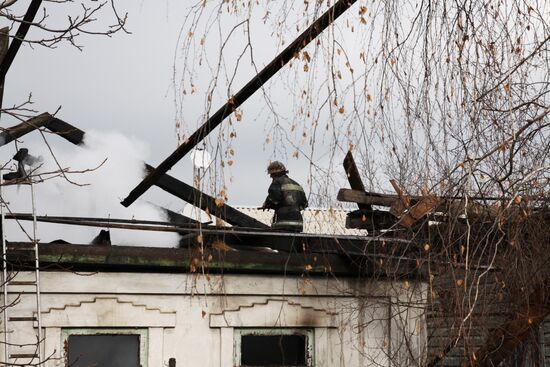 Consequences of artillery attack on Donetsk's Kuibyshevsky District