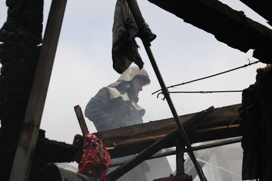 Consequences of artillery attack on Donetsk's Kuibyshevsky District