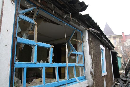 Consequences of artillery attack on Donetsk's Kuibyshevsky District