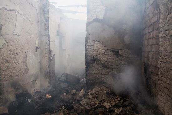 Consequences of artillery attack on Donetsk's Kuibyshevsky District