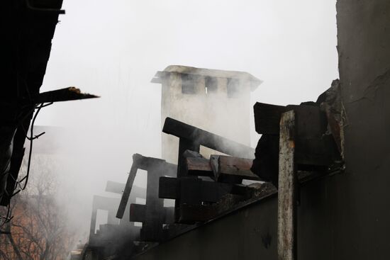 Consequences of artillery attack on Donetsk's Kuibyshevsky District