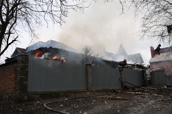 Consequences of artillery attack on Donetsk's Kuibyshevsky District