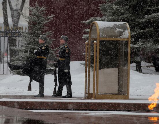 Snowfall in Moscow