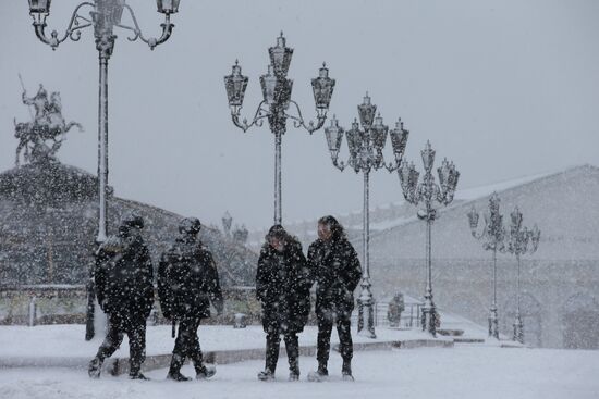 Snowfall in Moscow